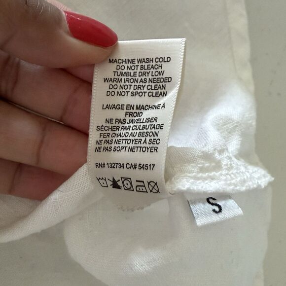 Rachel Zoe 100% Linen Button Up Top S Split Back Coastal Lagenlook Quiet Luxury - Picture 12 of 14